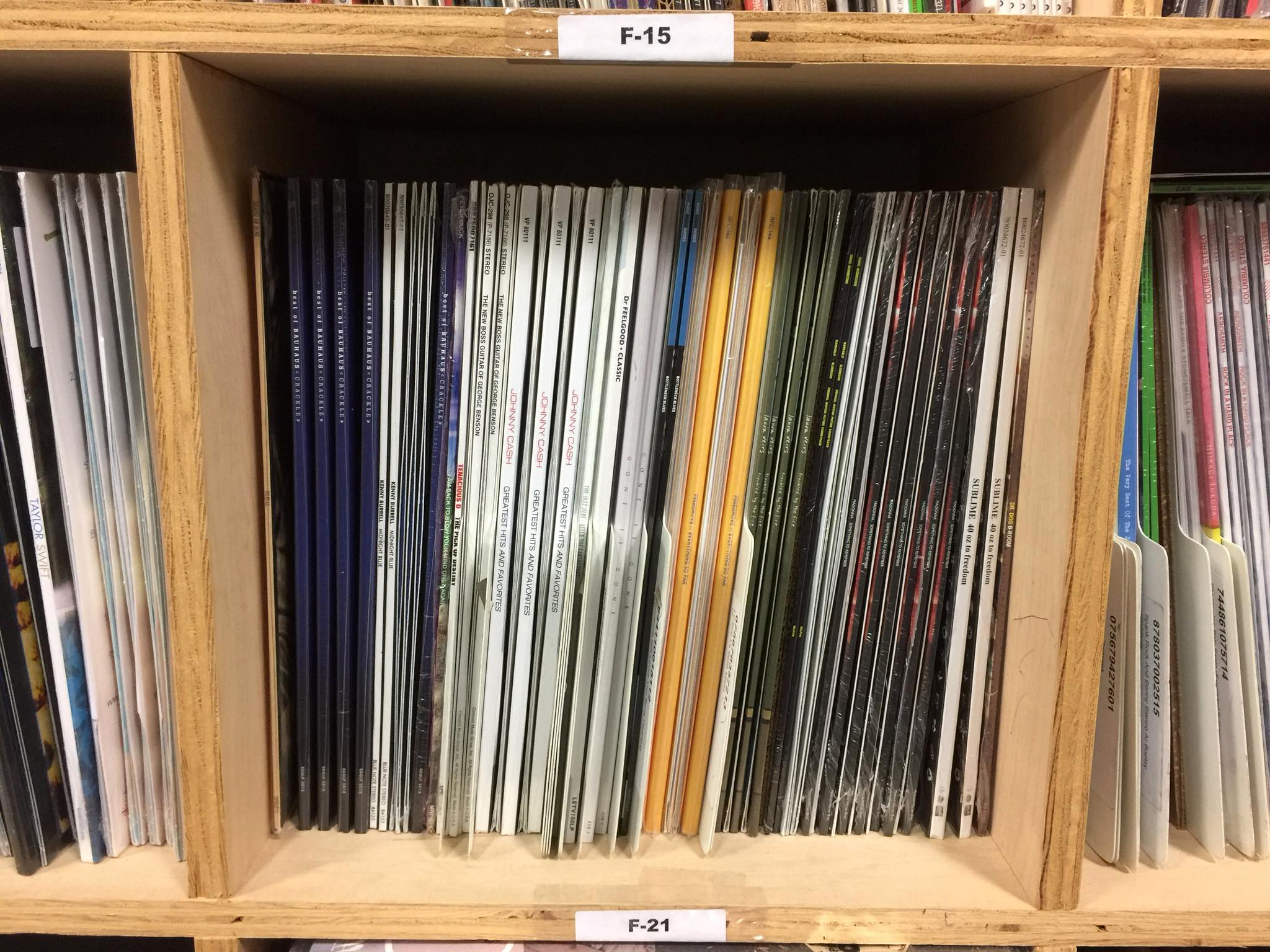 Vinyl inventory close-up